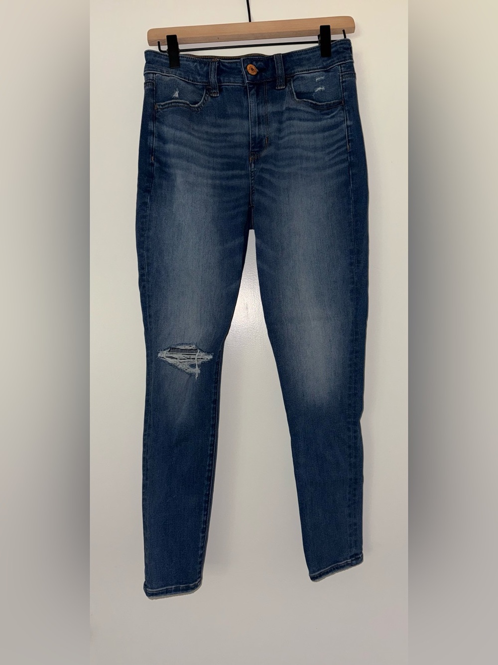 American Eagle Outfitters Dark Blue Distressed Skinny Jeans